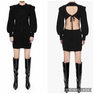 Rebecca‎ Minkoff Open-Back Knit Mini Dress with Puff Sleeves NWOT